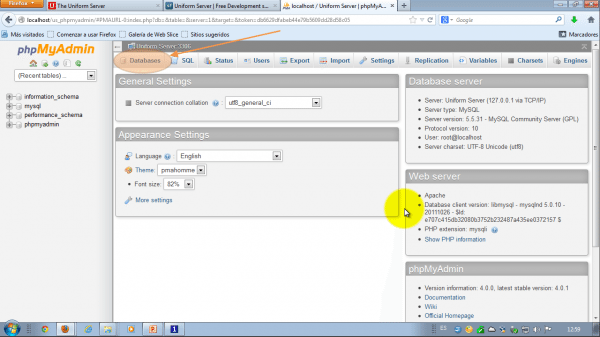 phpMyAdmin. Administrando bases de datos