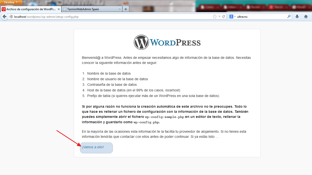 Instalar Wordpress. Paso 2.