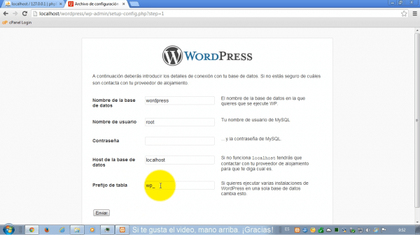 Como instalar wordpress en xampp. Paso 3