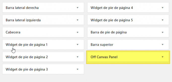 Área de widget "Off Canvas Panel" disponible en GeneratePress Premium