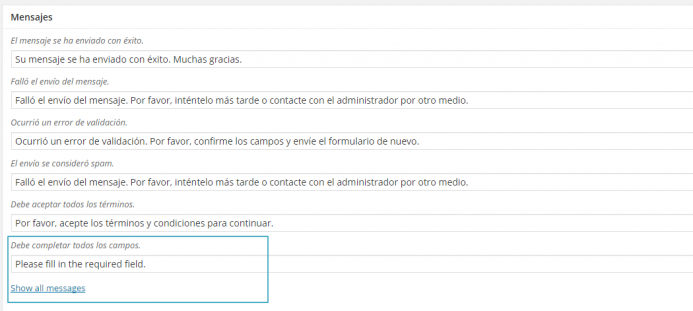 Traducción a español de los mensajes de error de contact form 7