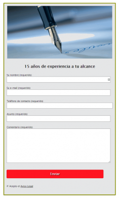 Ejemplo de formulario de contacto creado con contact form 7 y Magic Action Box