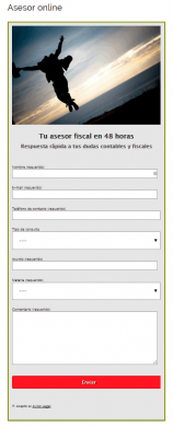 Ejemplo dos de formulario de contacto creado con contact form 7 y Magic Action Box
