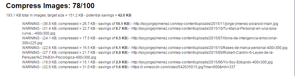 Detalle de cada una de las imágenes que se pueden comprimir un poco más