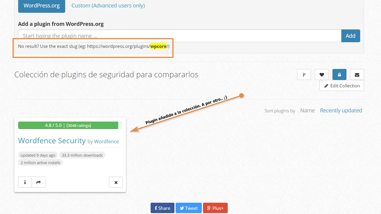 Como se ve un plugin en tu colección de wpcore.com