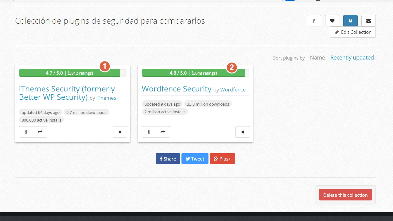 Coleccion de wpcore.com con dos plugins de seguridad