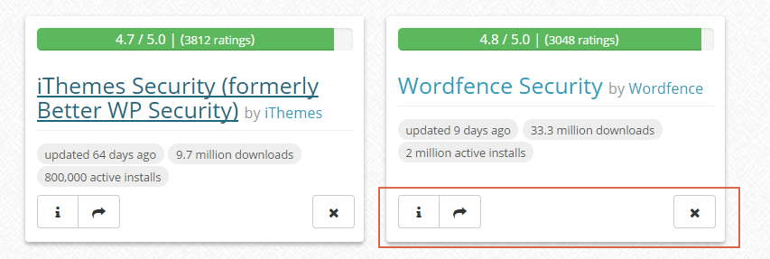 Los iconos del widget de plugins de wpcore.com