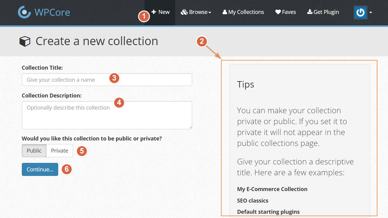 Pasos para crearte una colección en wpcore.com