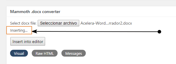 Insertando un archivo con mammoth docx converter