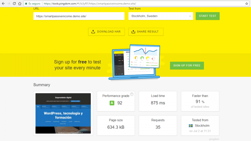 Test de velocidad smartpasstiveincomes.demo.site