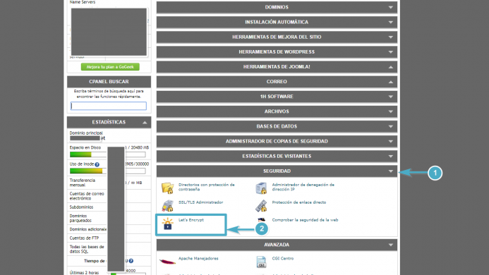 Acceder al panel de instalación de certificados Let´s encrypt en SiteGround