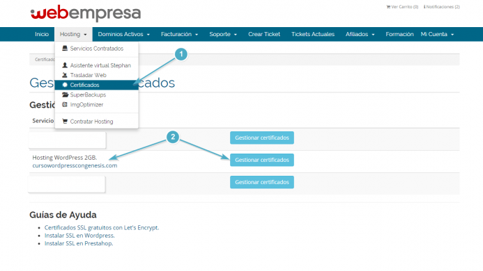 Instalar certiticado de Let´s Encrypt en Webempresa