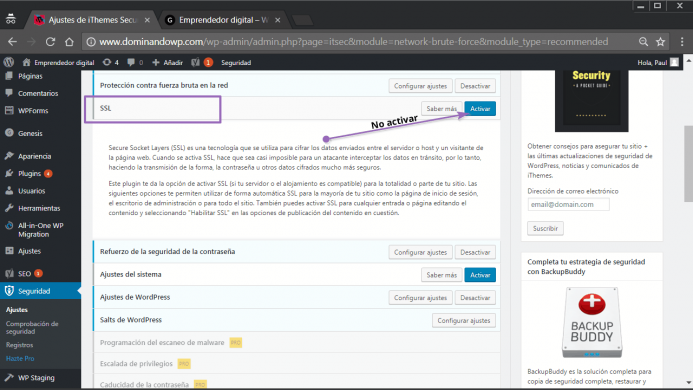 SSL en iThemes Security