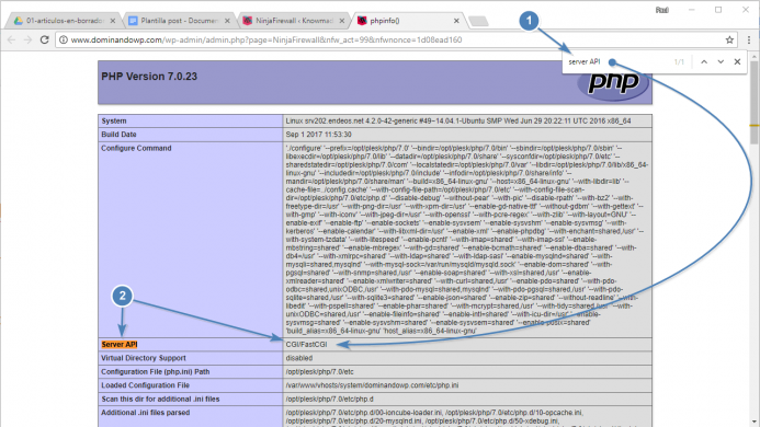 Cómo puedes obtener el valor “PHP server API” con PHPINFO 