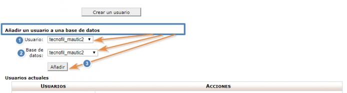 Configura al usuario del punto 2 como administrador de la base de datos del punto 1. Paso 1.