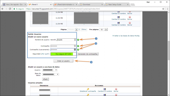 Crea un usuario para la base de datos.