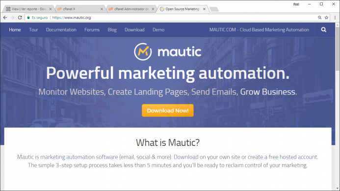 Página web www.mautic.org para descargarte la aplicación.