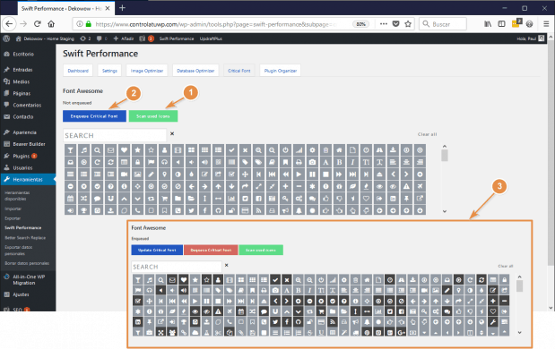 Detalles de la configuración Critical fonst de swift perfomance