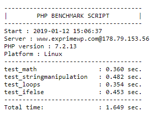 Resultados obtenidos con el script bench.php