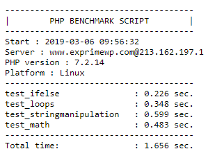 Resultados obtenidos con el script bench.php en el hosting de Factoría Digital
