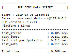 Resultados obtenidos con el script bench.php en un VPS de Hetzner