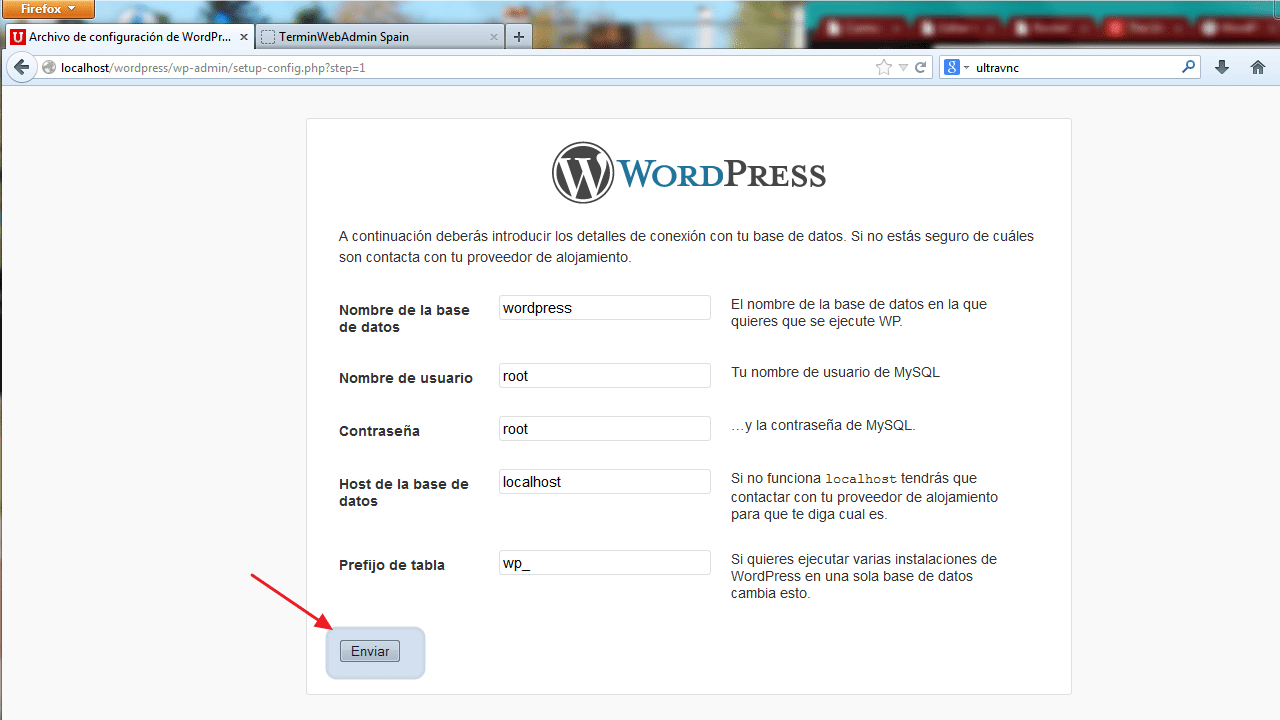 Instalar Wordpress. Paso 3