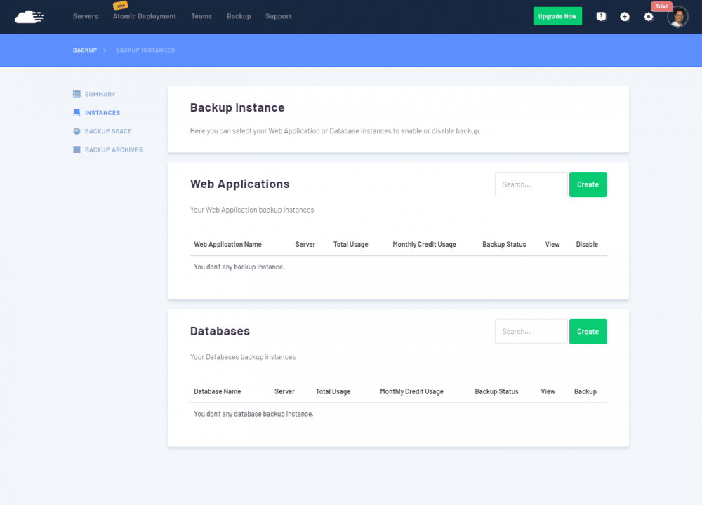 RunCloud - Instancias de copias de seguridad