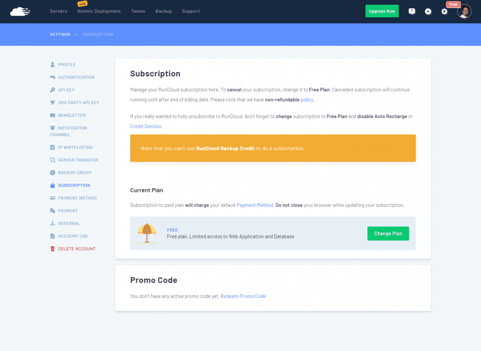 RunCloud - Suscripciones